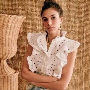 Sezane Chiara Shirt Écru. - Size 36